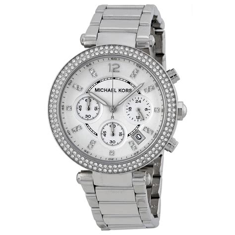 michael kors parker chronograph stainless steel women'|Michael Kors women's parker watch.